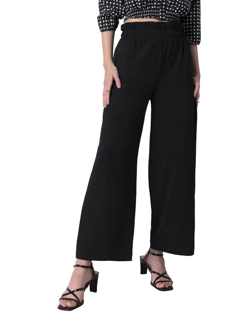 FabAlley Black Straight Fit Formal Trousers