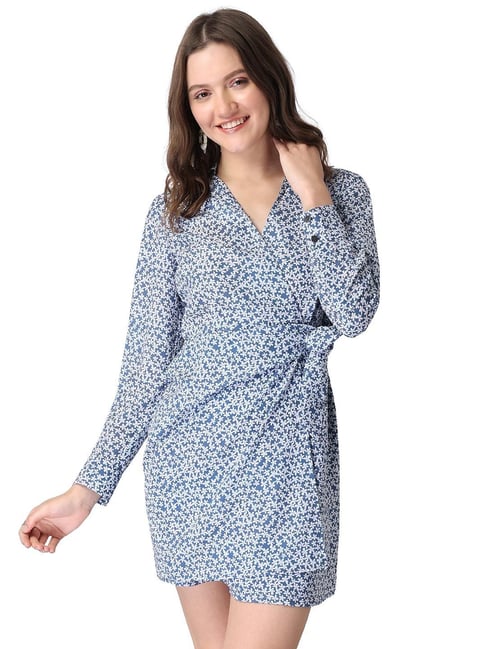 FabAlley Blue Floral Print Dress Price in India
