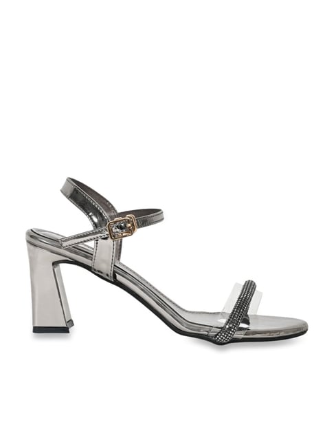 Jove Women's Silver Ankle Strap Sandals