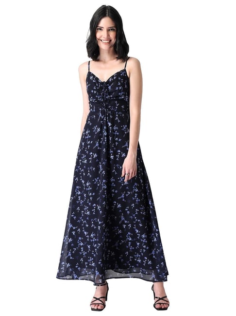 FabAlley Navy Floral Print Dress Price in India