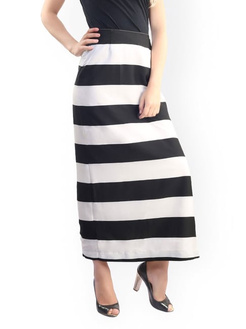 Belle Fille Black & White Striped Skirt Price in India
