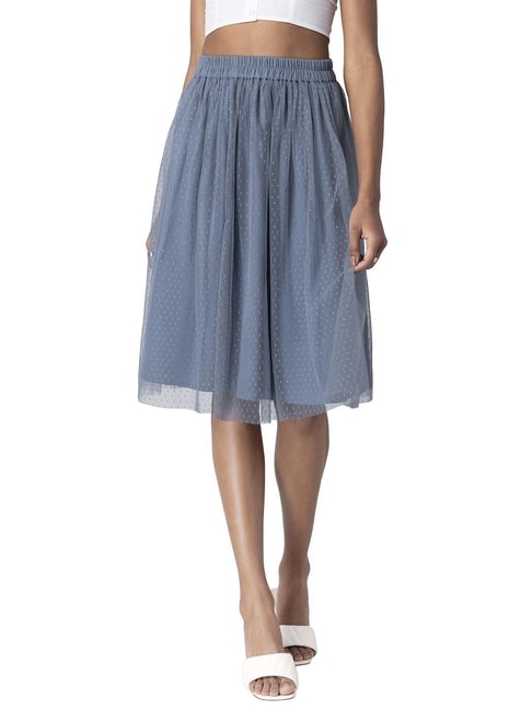 FabAlley Blue Self Print Skirt Price in India
