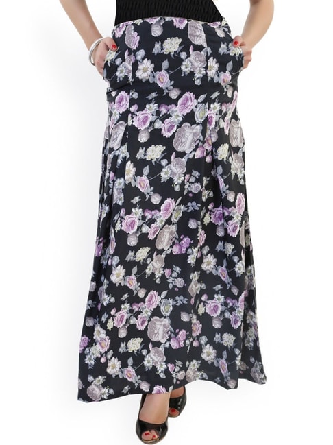 Belle Fille Black Floral Print Skirt Price in India