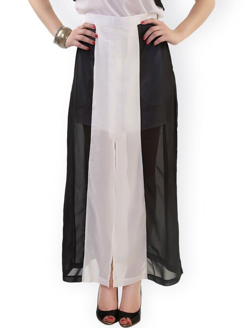 Belle Fille Black & White Maxi Skirt Price in India