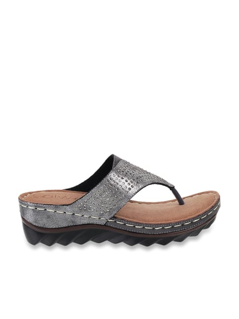 Catwalk Women's Gun Metal Thong Sandals