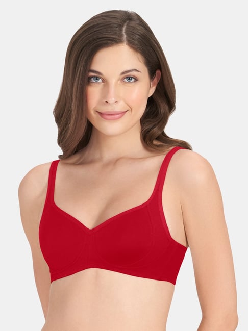 Amante Red Cotton Non Padded Full Coverage Bra Price in India