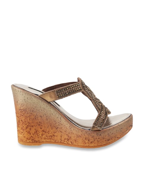 Gold Metallic Platform Wedge Sandals | New Look