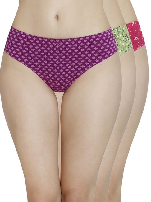 Amante Purple & Green Cotton Printed Bikini Panties Price in India