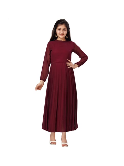 Aarika Kids Wine Solid Dress-picture-20