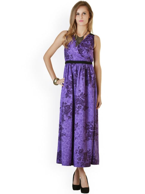 Belle Fille Purple Floral Print Dress Price in India