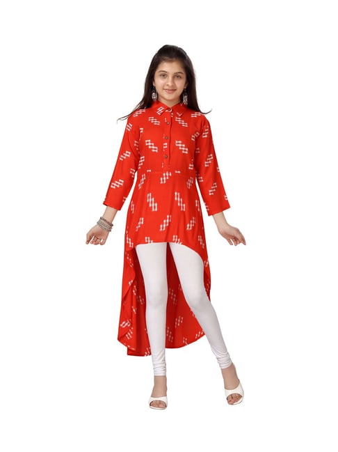 Get Printed Red Angrakha Straight Kurta at ₹ 1099 | LBB Shop