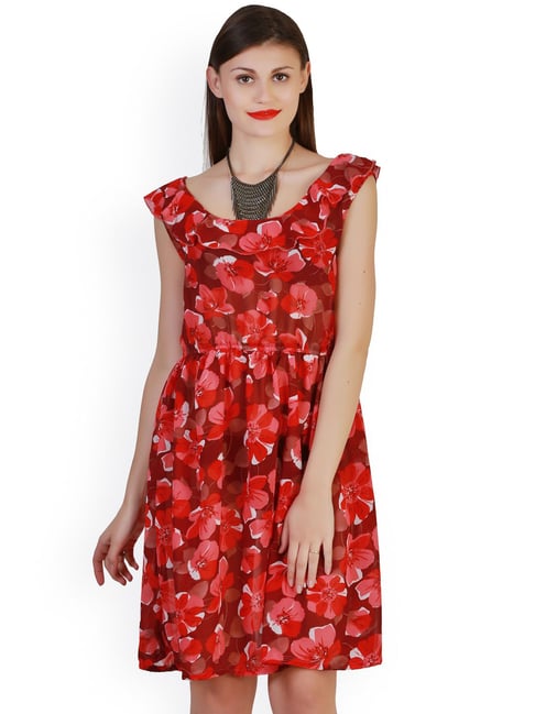 Belle Fille Red Floral Print Dress Price in India