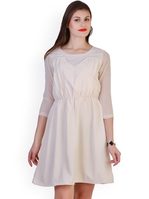 Belle Fille Cream Regular Fit Dress Price in India