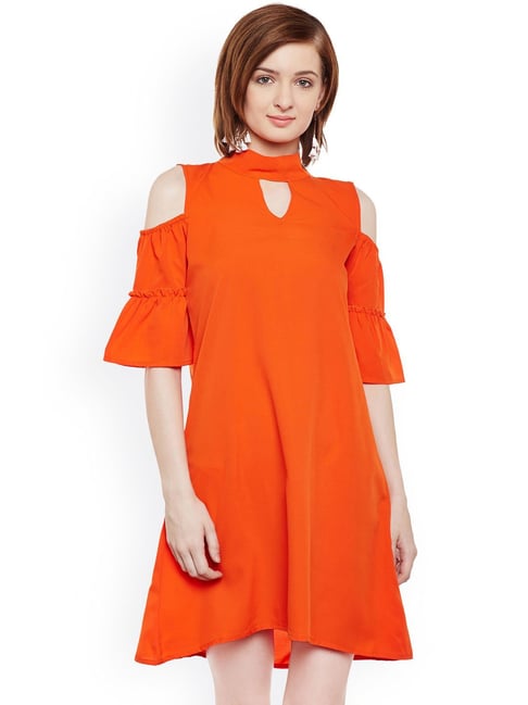 Belle Fille Orange Regular Fit Dress Price in India