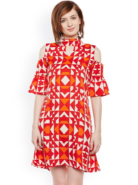 Belle Fille Red Printed Dress Price in India