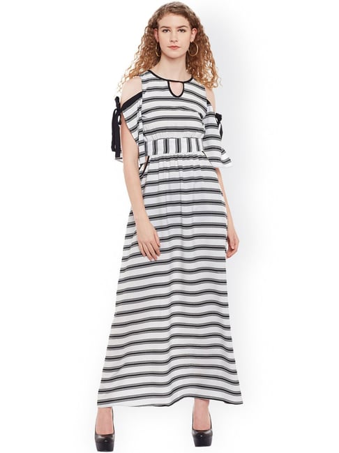 Belle Fille White & Black Striped Dress Price in India