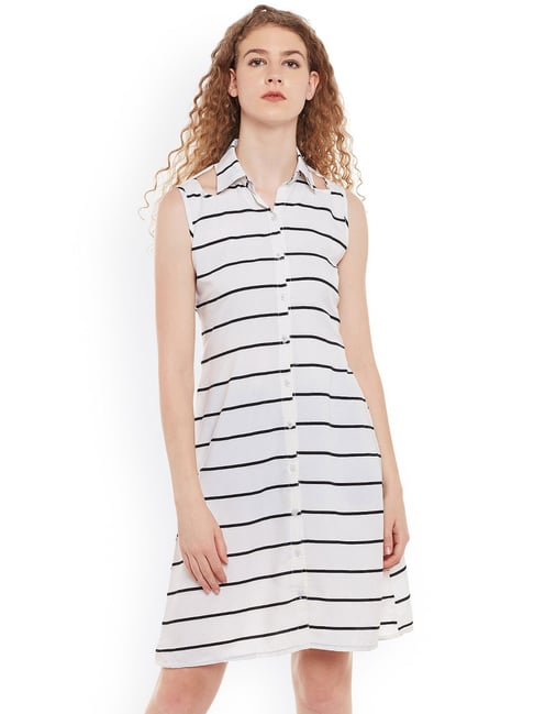 Belle Fille White & Black Striped Dress Price in India