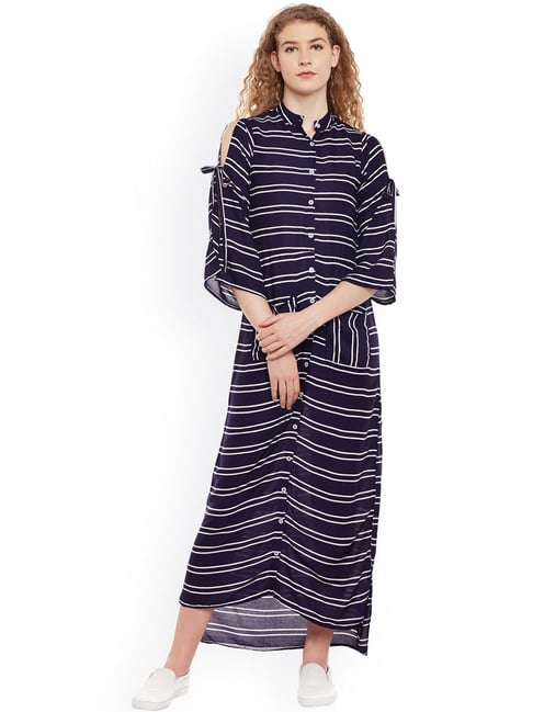 Belle Fille Navy & White Striped Dress Price in India