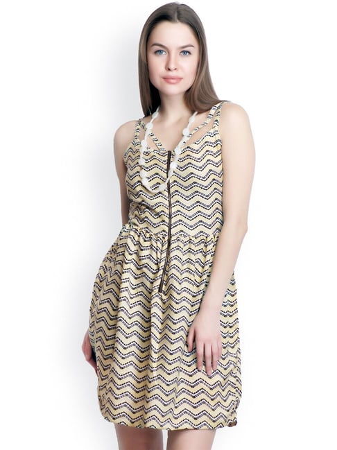 Belle Fille Beige Printed Dress Price in India