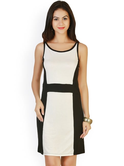 Belle Fille Black & White Regular Fit Dress Price in India