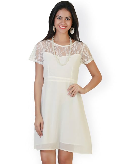 Belle Fille Off White Lace Dress Price in India