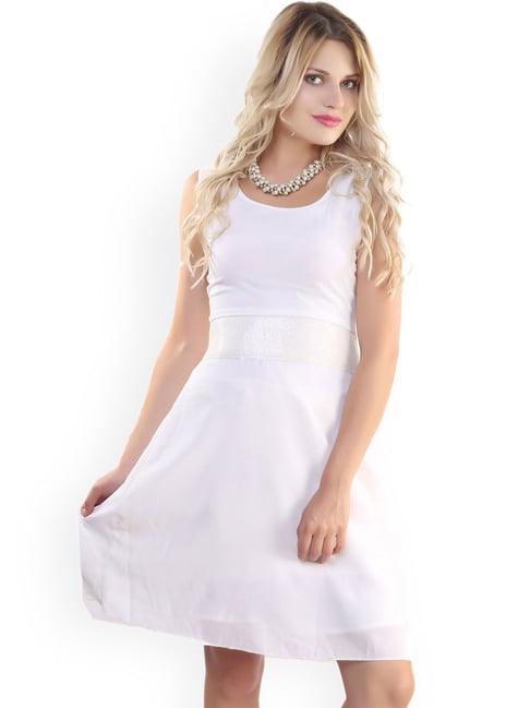 Belle Fille White Embellished Dress Price in India