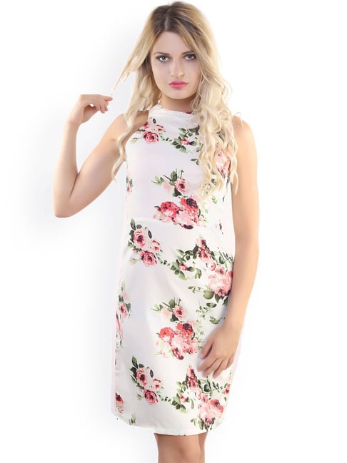 Belle Fille White Floral Print Dress Price in India
