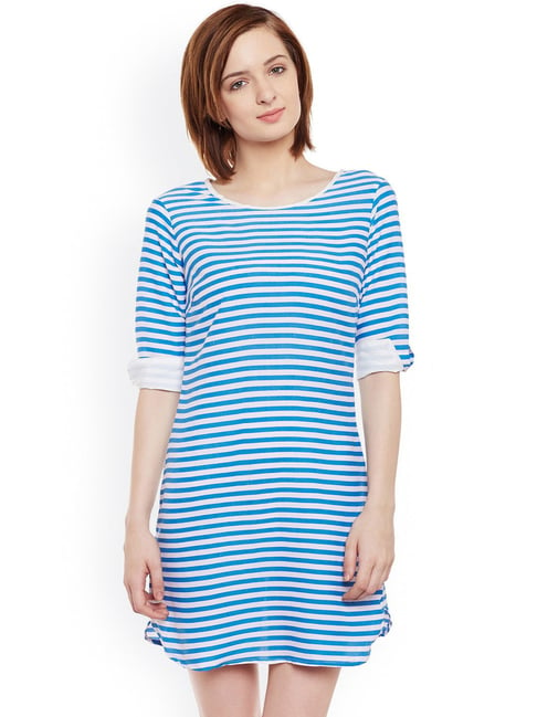 Belle Fille Blue & White Striped Dress Price in India