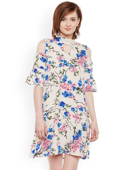 Belle Fille Off White Floral Print Dress Price in India