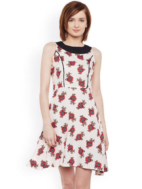 Belle Fille Red & White Floral Print Dress Price in India