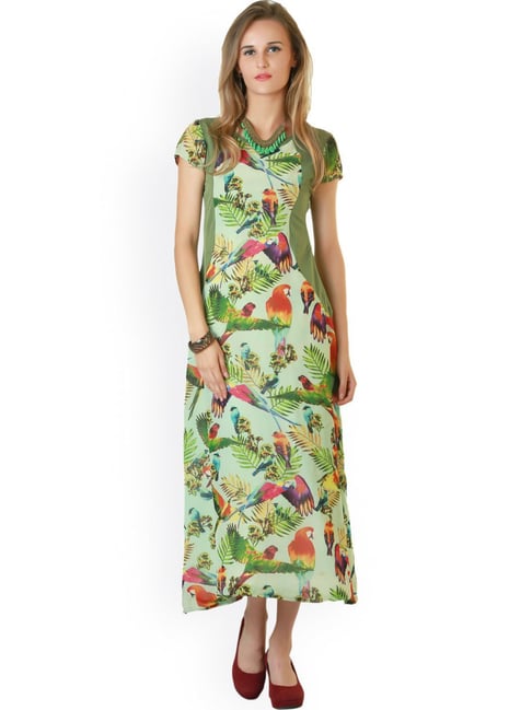 Belle Fille Green Printed Dress Price in India