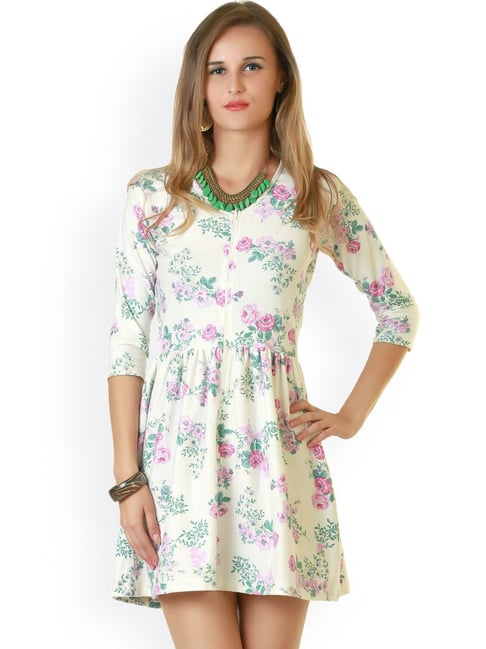 Belle Fille White Floral Print Dress Price in India