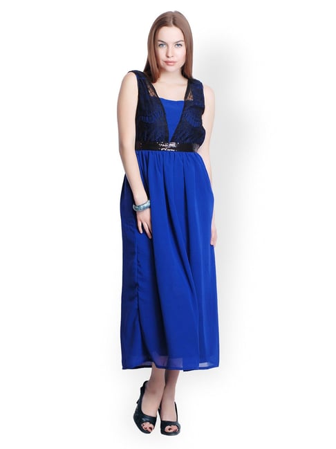 Belle Fille Royal Blue Lace Dress Price in India