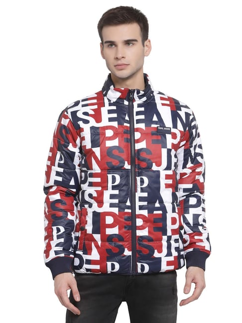 Pepe Jeans Navy Regular Fit Printed Jacket