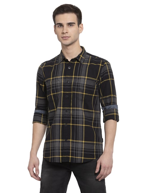 Pepe Jeans Black Regular Fit Checks Shirt