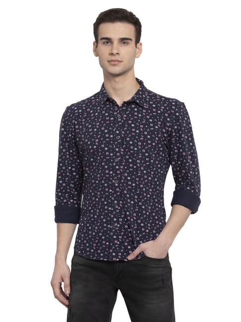 Pepe Jeans Navy Regular Fit Printed Shirt