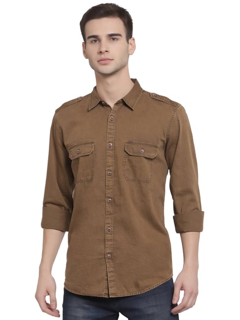 Pepe Jeans Brown Regular Fit Shirt