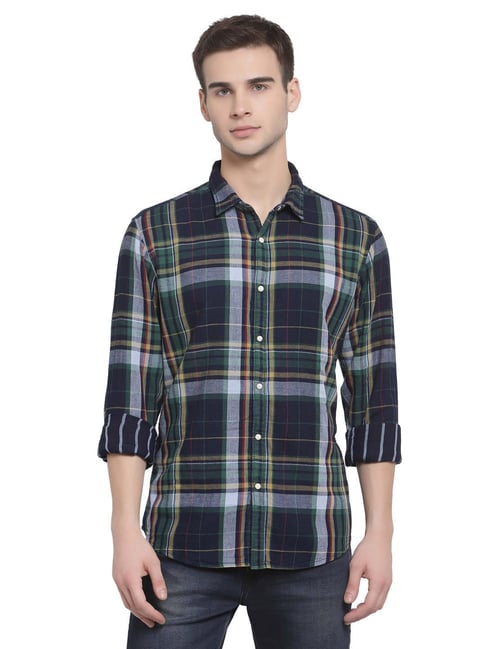 Pepe Jeans Navy Regular Fit Checks Shirt