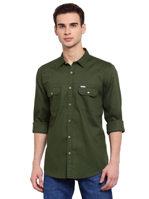 Pepe jeans olive green on sale shirt