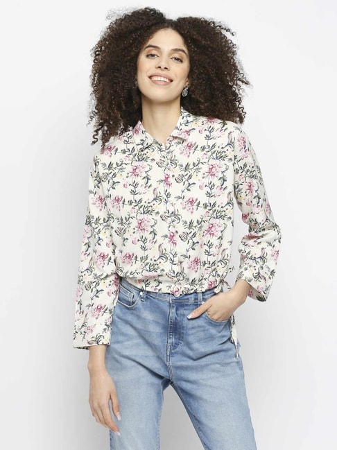 Pepe Jeans White Floral Print Shirt Price in India