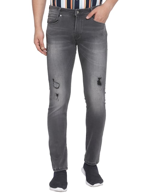 Pepe Jeans Grey Regular Fit Distressed Jeans