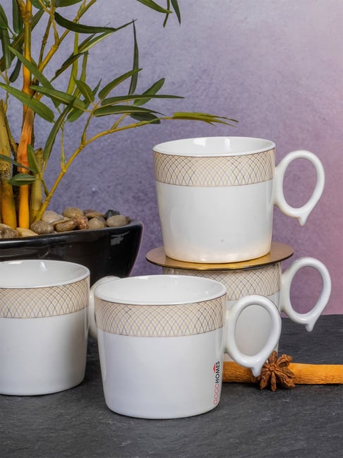 Goodhomes Printed White Porcelain Coffee Mug - Set of 6 (160ml)-picture-16