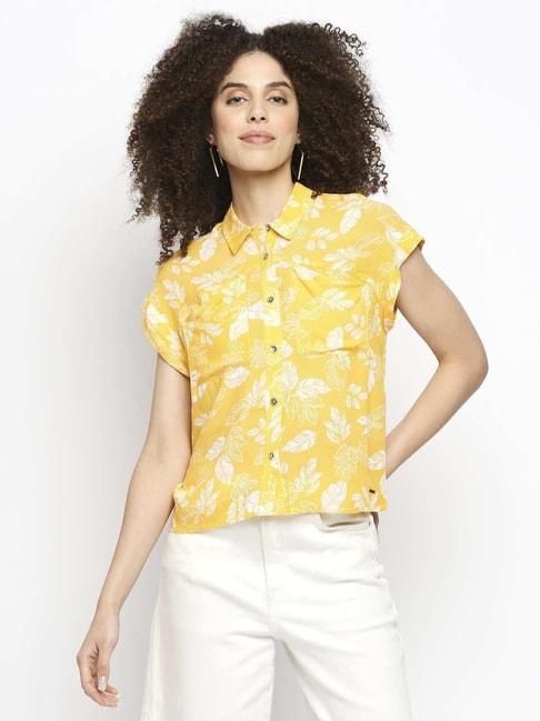 Pepe Jeans Yellow Printed Shirt Price in India