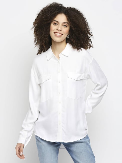 Pepe Jeans White Regular Fit Shirt Price in India