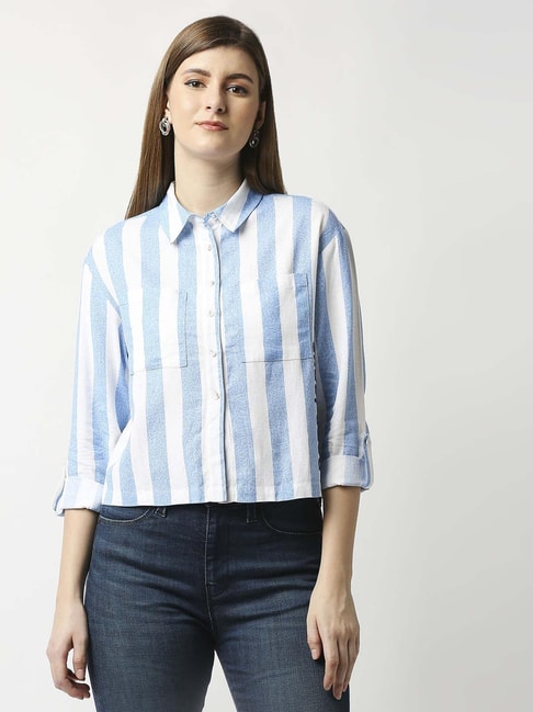 Pepe Jeans Blue Striped Shirt Price in India