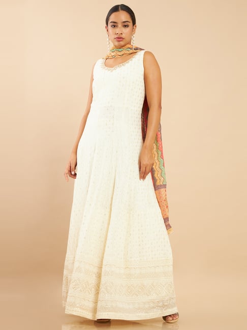 Soch Off-White Embellished Kurta Pant Set With Dupatta Price in India