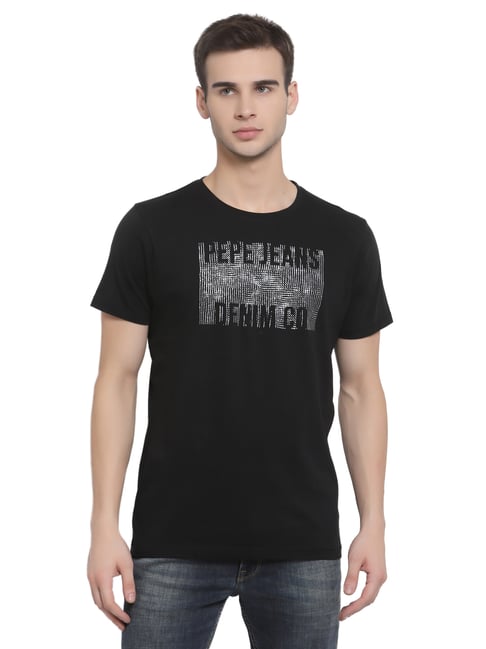 Pepe Jeans Black Regular Fit Printed T-Shirt