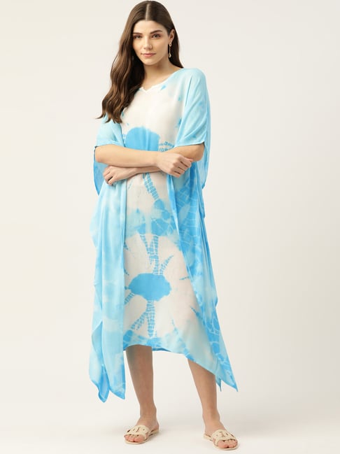 dress midi a line Emilio Pleated Bust A-Line Midi Dress Denim Blue