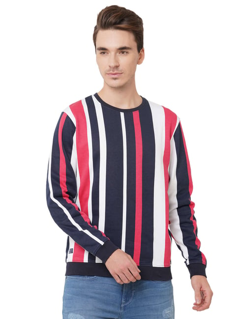 Pepe Jeans Navy Regular Fit Striped Sweatshirt