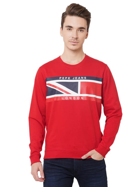 Pepe Jeans Red Regular Fit Printed Sweatshirt